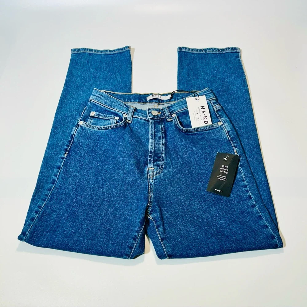 NAKD jeans Straight High Waist jeans button fly stretchy New women size 25